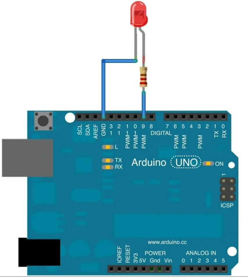 Day 4:- PWM LED Brightness Control wiring diagram